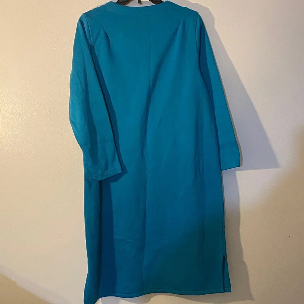 Blair Teal V-Neck Long Sleeve Sleep Dress - Picture 3 of 5